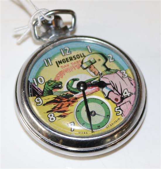 Dan Dare chrome cased pocket watch by Ingersoll